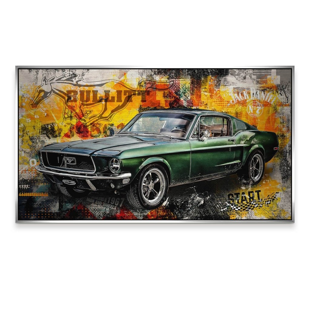 Ford Mustang Bullitt Pop Art Alu Gebürstet INGALERIE