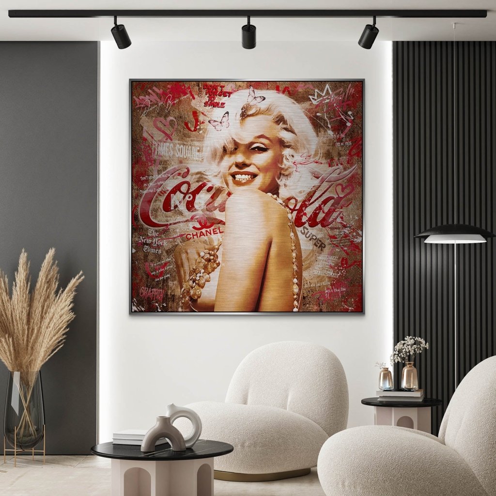 Marilyn Monroe Graffiti Retro Style Alu Gebürstet Bild INGALERIE