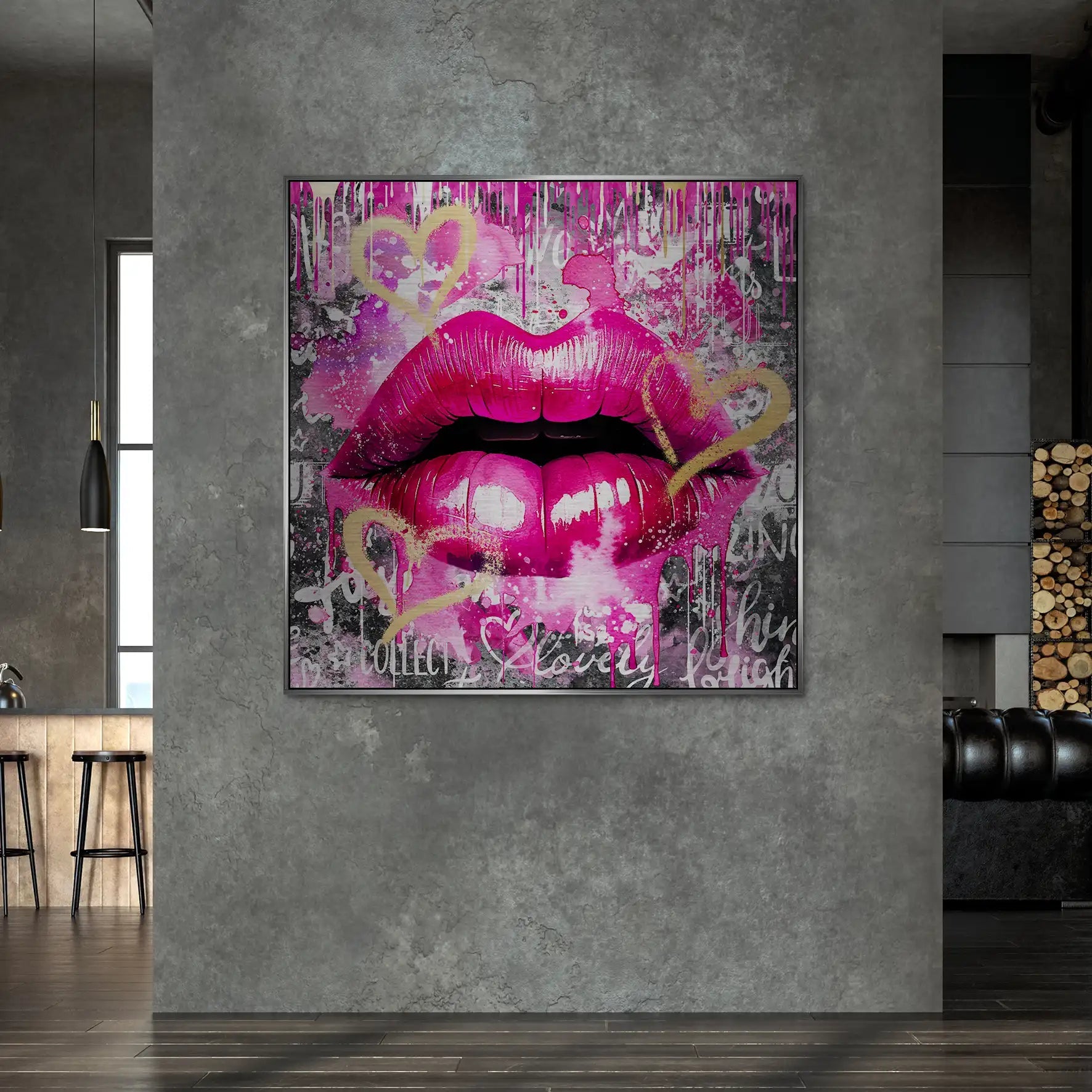 Sweet Lips Dark Style Alu Gebürstet Bild INGALERIE