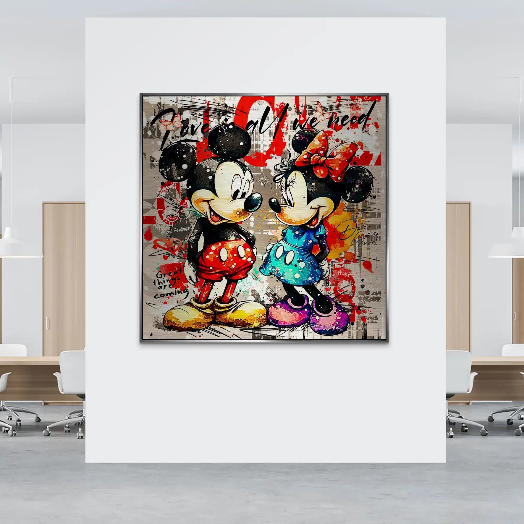 Micky Minnie Love Retro Alu Gebürstet INGALERIE