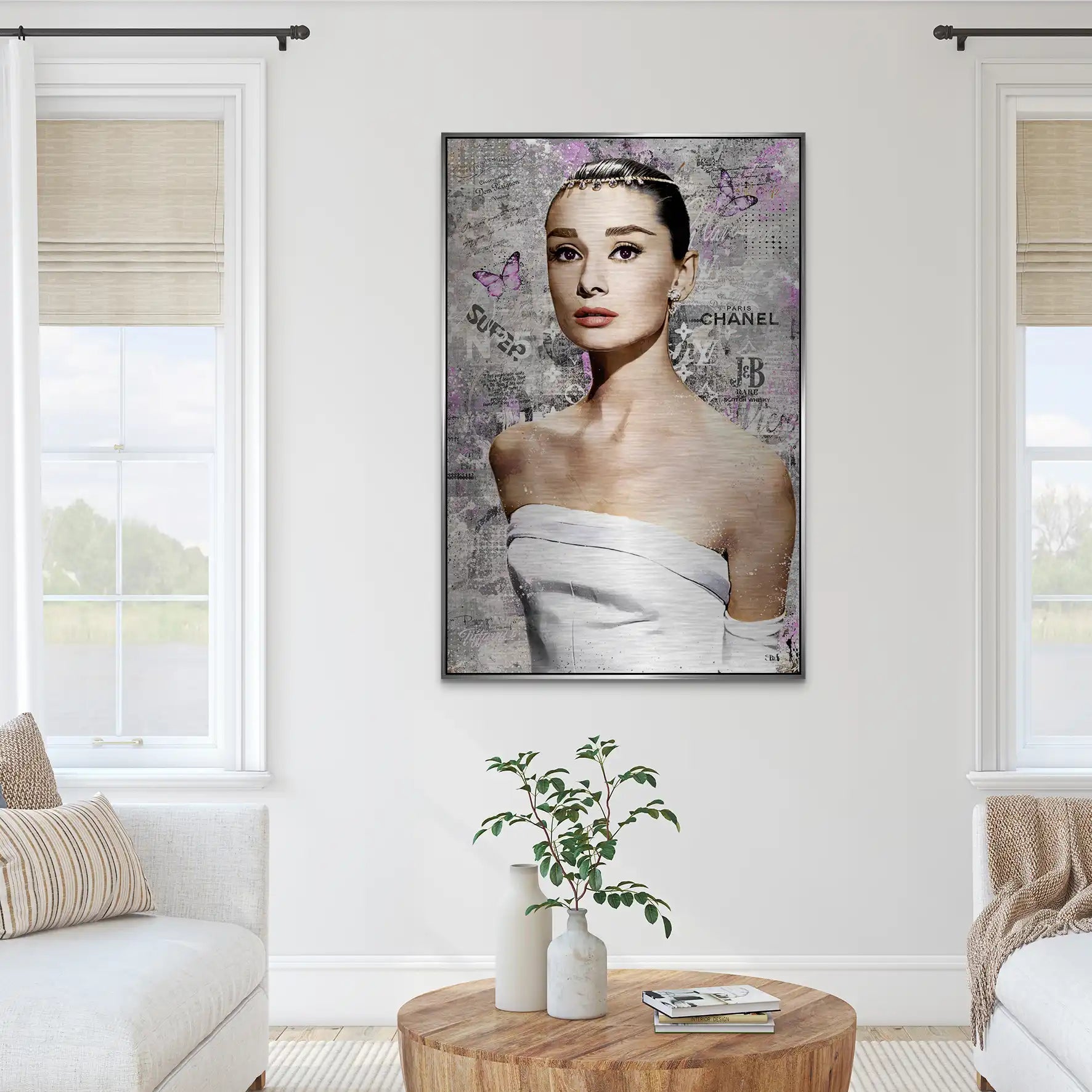 Audrey Hepburn Silver Style Pop Art AluDibond Gebürstet INGALERIE