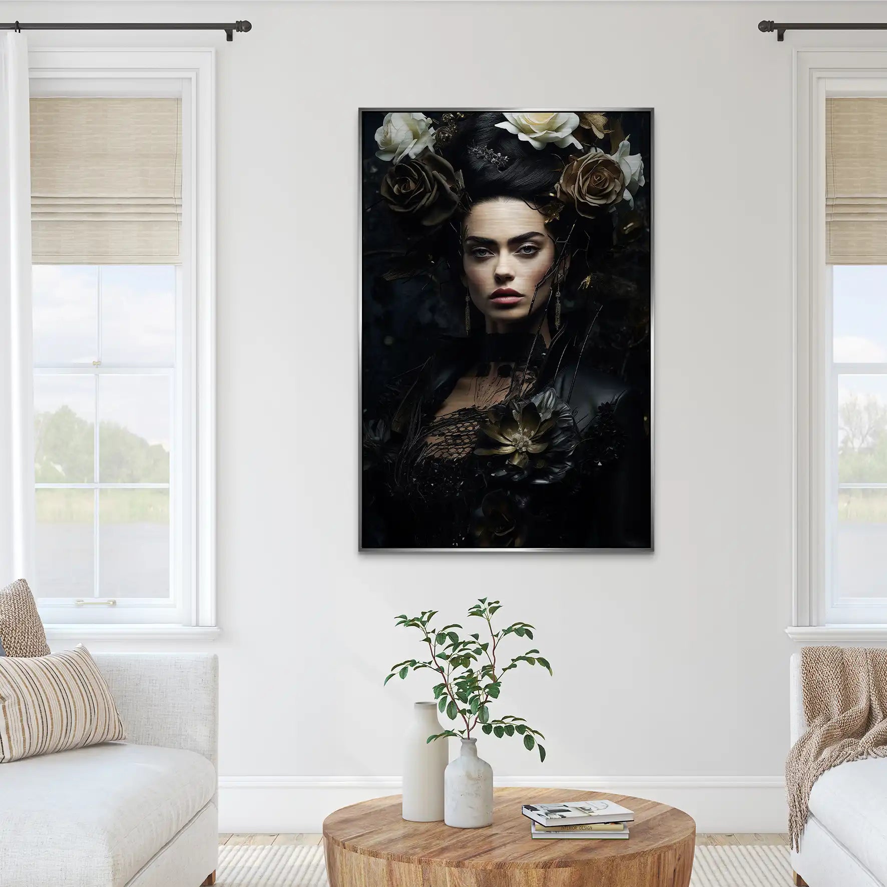 Frida Kahlo Dark Style AluDibond Gebürstet INGALERIE