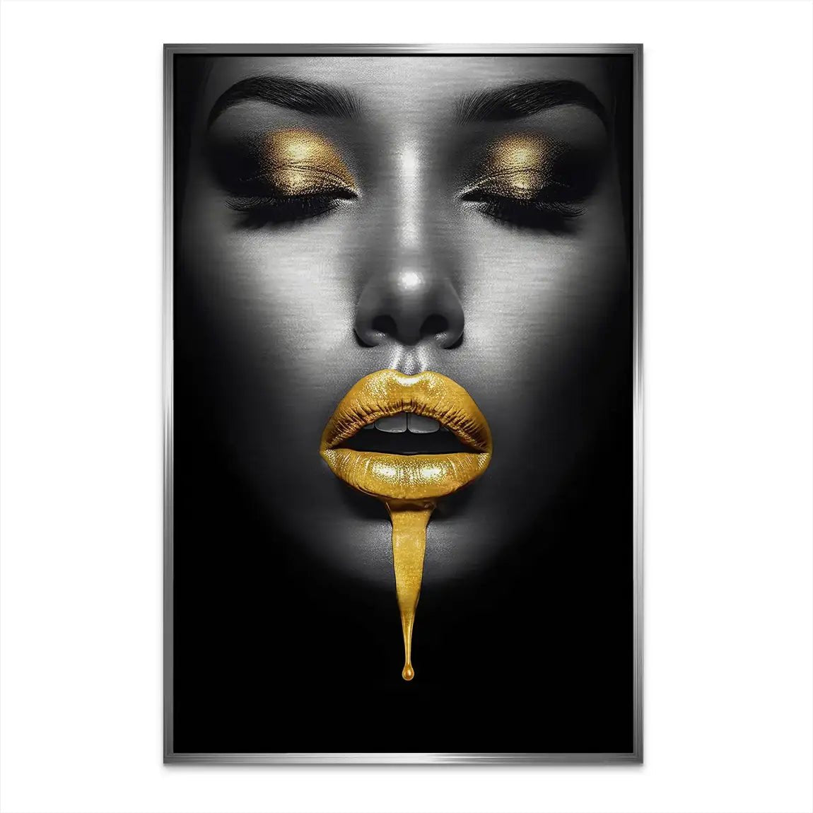 Gold Lips Beauty AluDibond Gebürstet INGALERIE