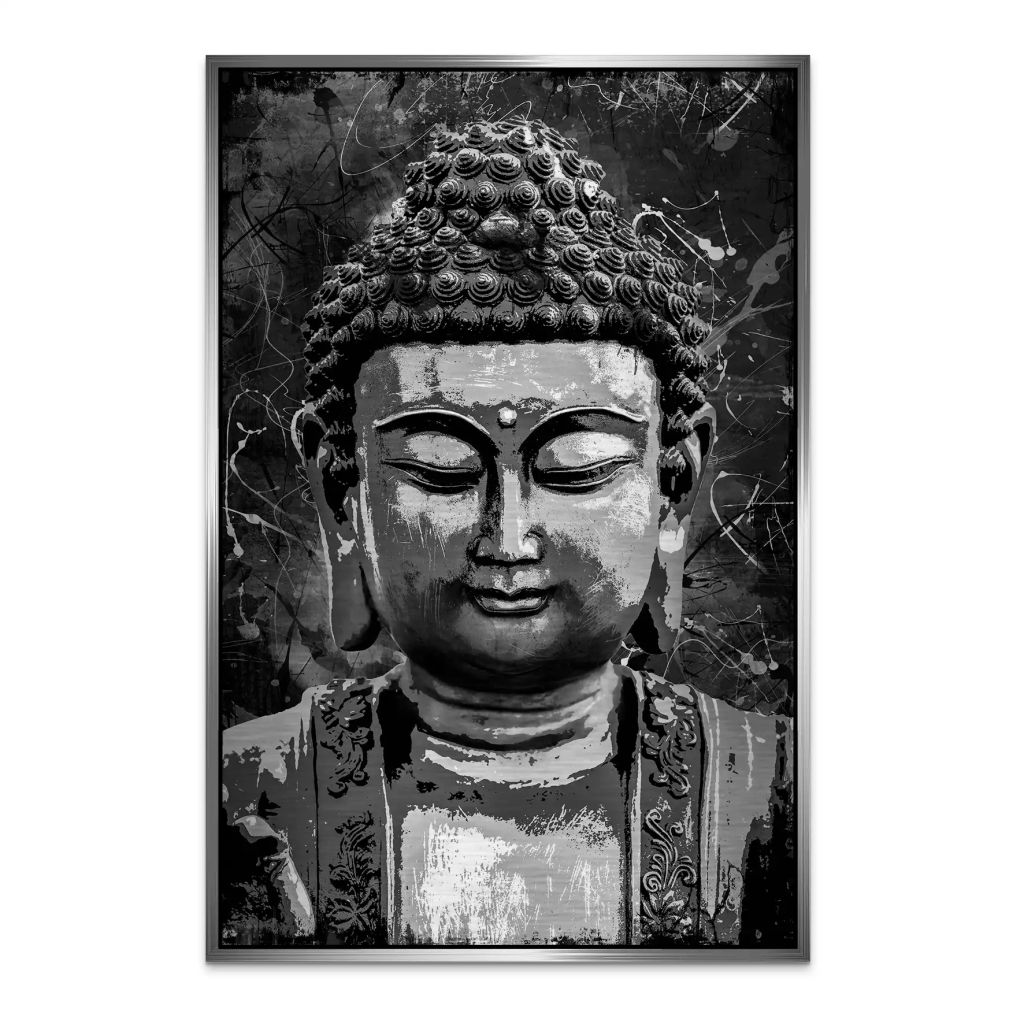 Buddha Black Abstrakt AluDibond Gebürstet INGALERIE