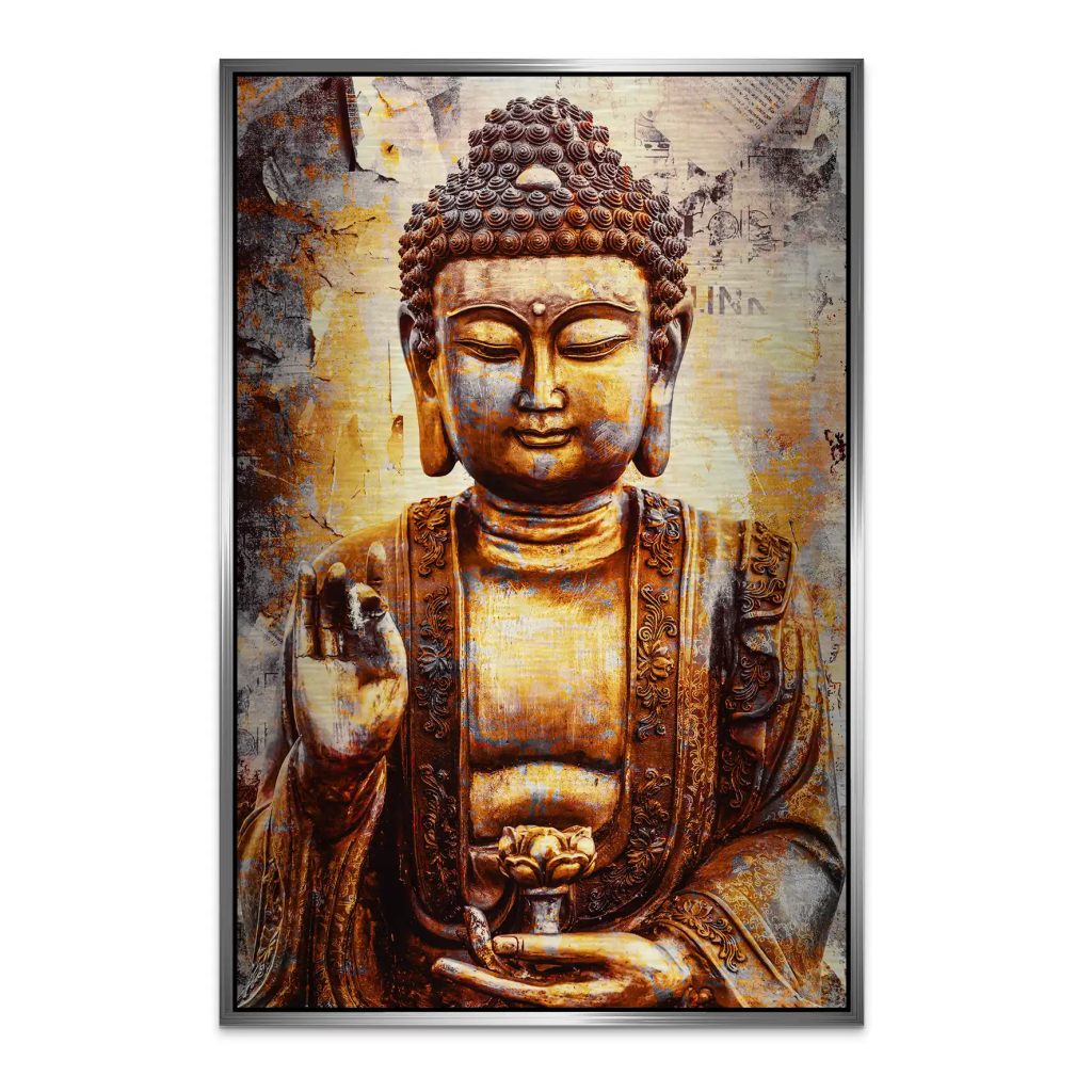 Buddha Retro Style AluDibond Gebürstet INGALERIE