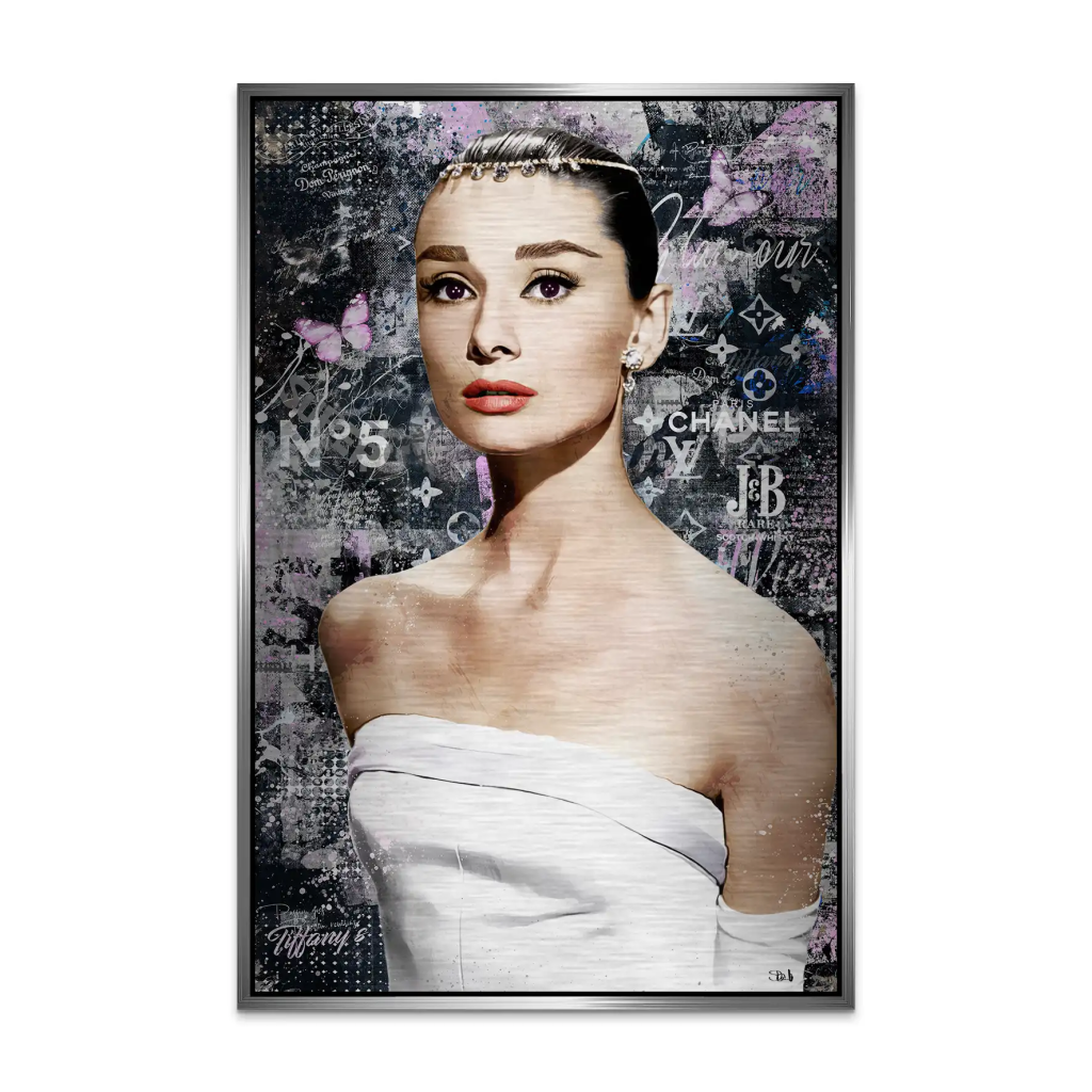 Audrey Hepburn Black Pop Art AluDibond Gebürstet INGALERIE