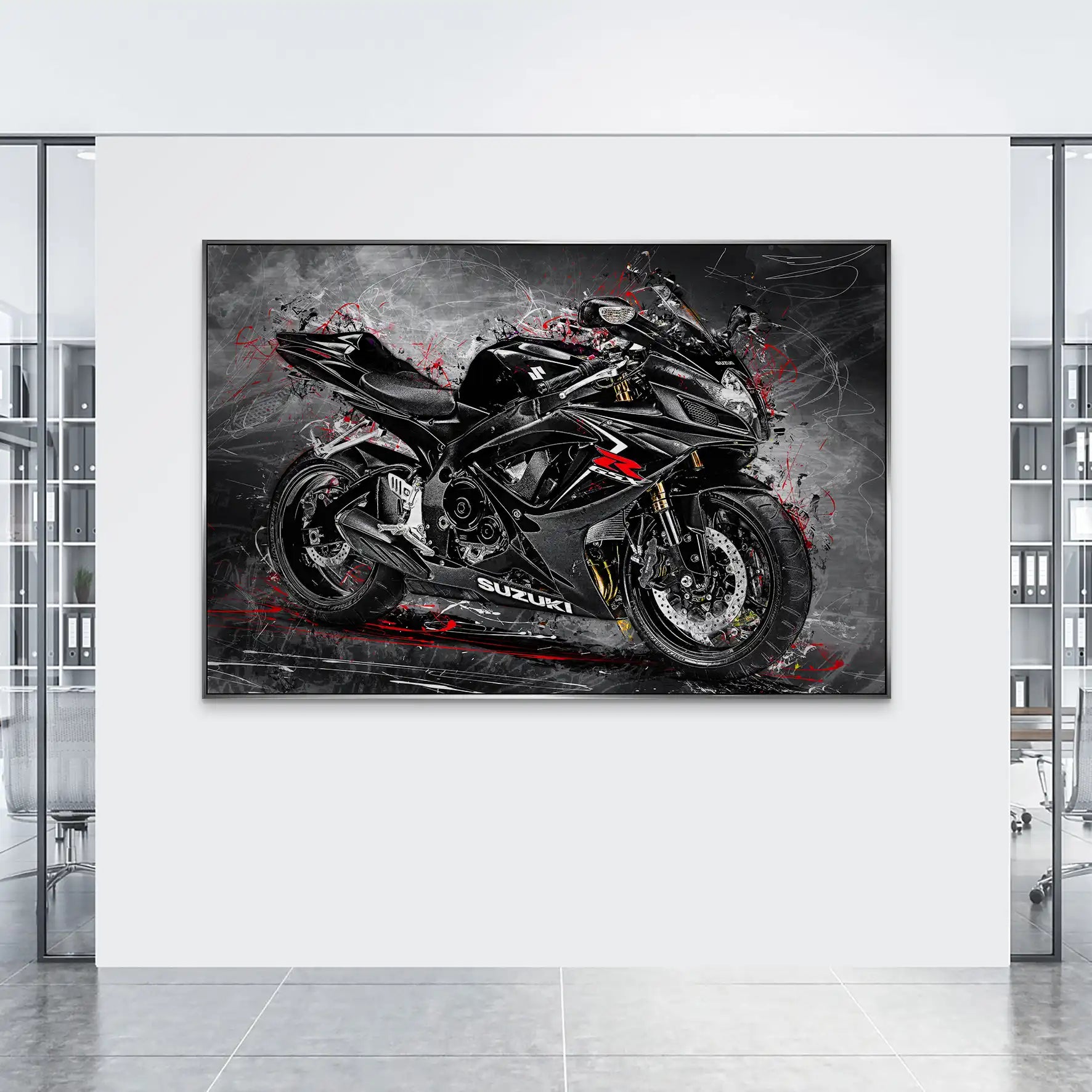 Suzuki GSXR 600 Abstrakt Black AluDibond Gebürstet INGALERIE