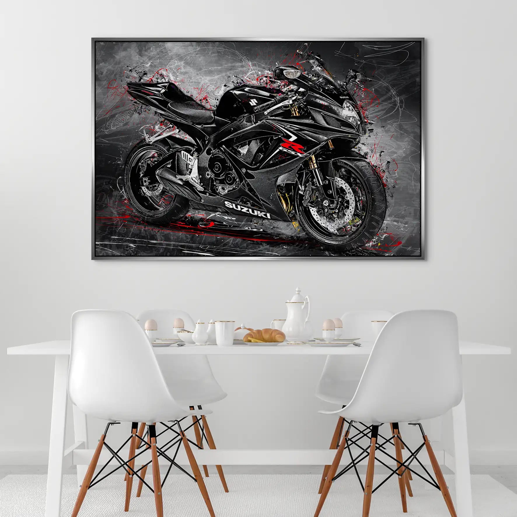 Suzuki GSXR 600 Abstrakt Black AluDibond Gebürstet INGALERIE