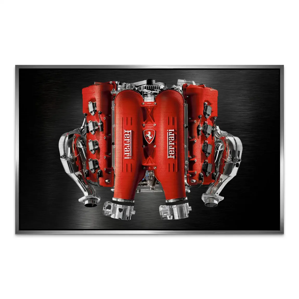 Ferrari V8 Motor AluDibond Gebürstet