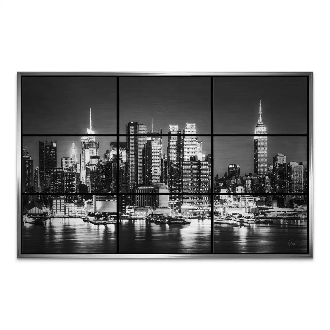 New York Black Skyline AluDibond Gebürstet