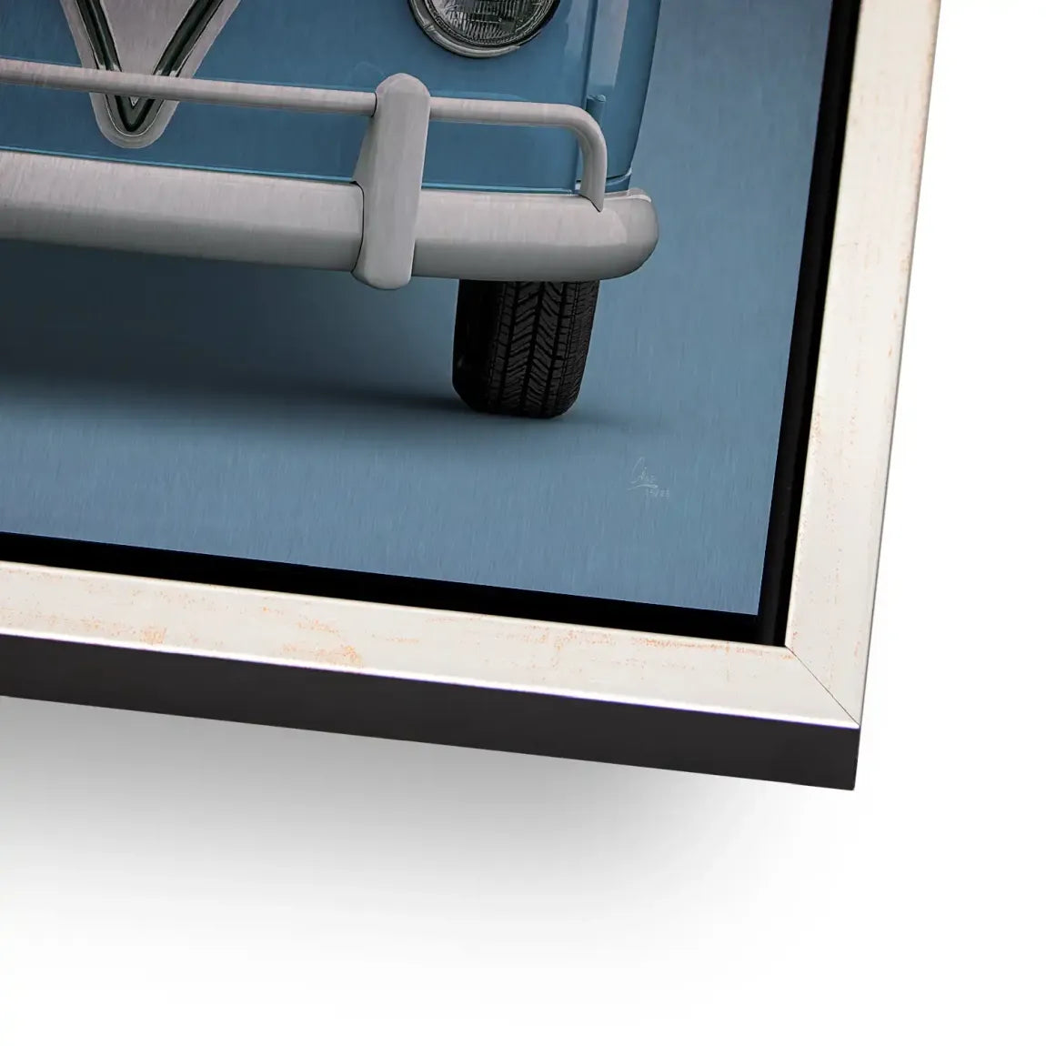 Blue VW Bulli Aluminiumbild gebürstet