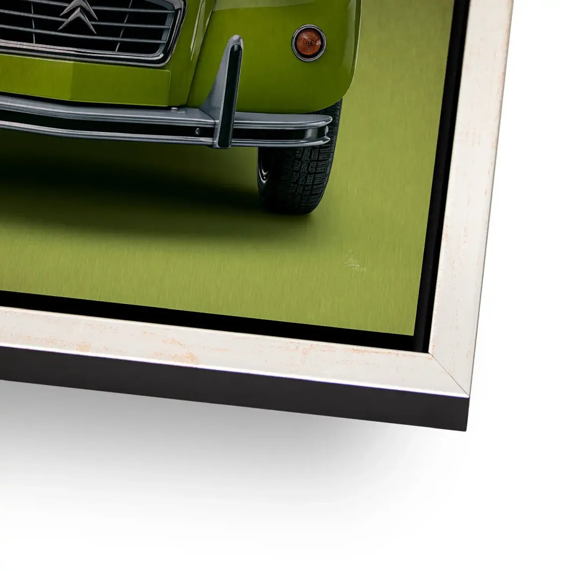 Green Citroen 2CV Aluminiumbild gebürstet