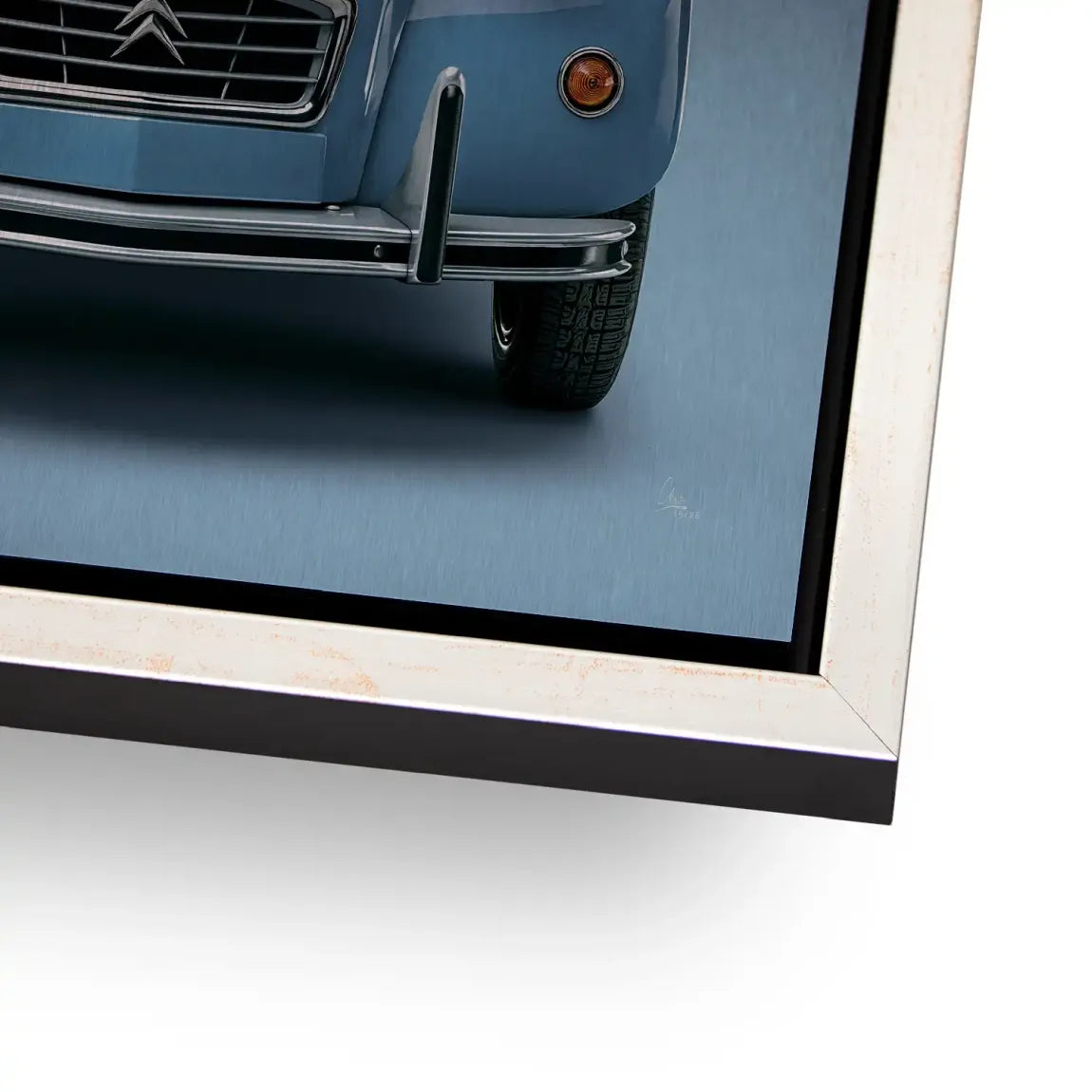 Citroen 2CV Bleu Aluminiumbild gebürstet