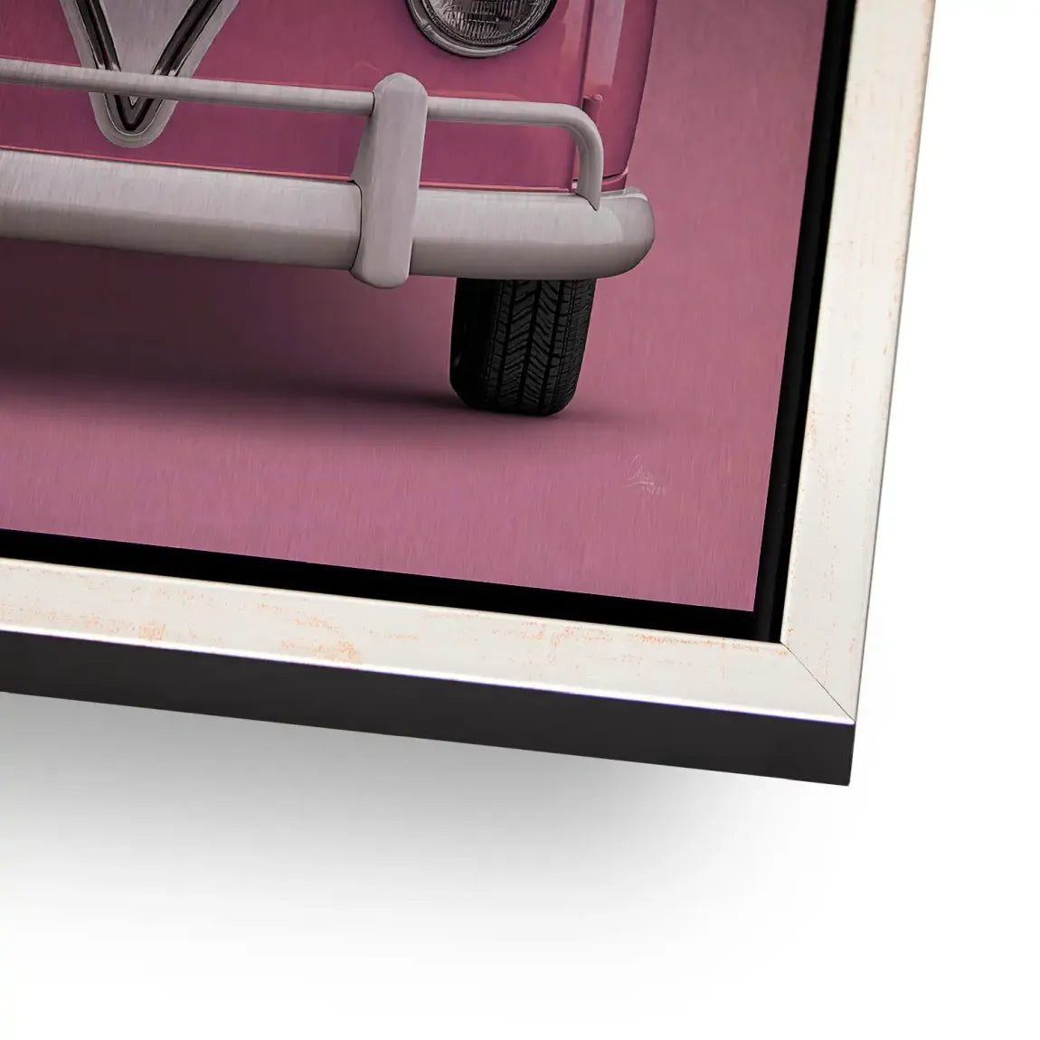 Pink VW Bulli Aluminiumbild gebürstet