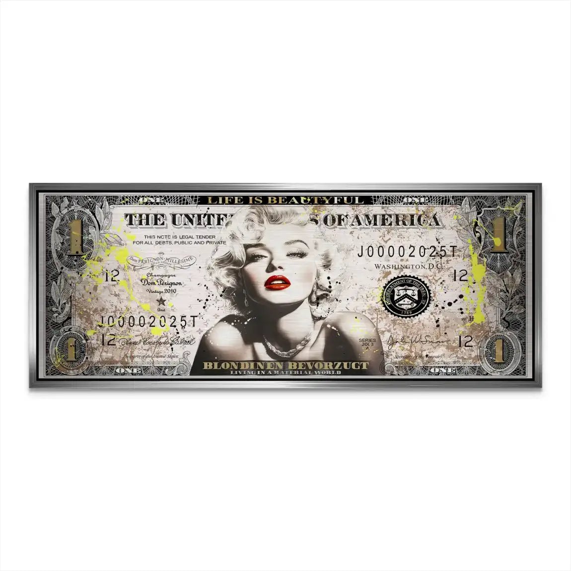 Marilyn Monroe Dollar Alu Dibond Gebürstet INGALERIE