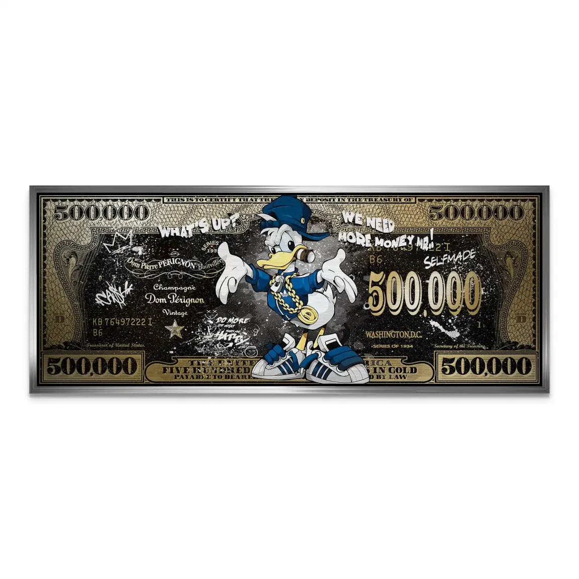 Donald Duck Whats Up Dollar Style Alu Gebürstet Bild INGALERIE
