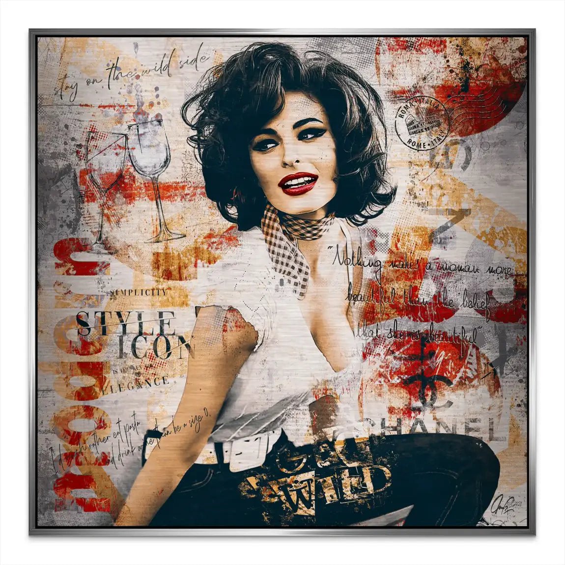 Sophia Loren Street Art Nr.2 Alu Gebürstet Bild INGALERIE