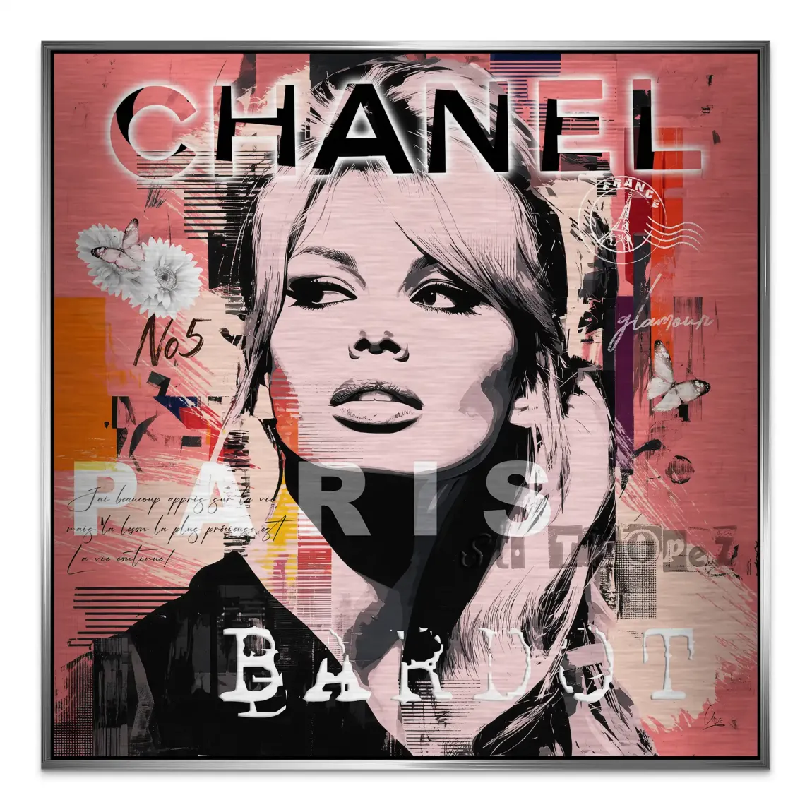 Bardot Chanel Art Aluminiumbild gebürstet