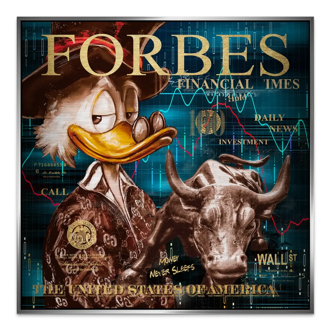 Dagobert Duck Wallstreet Alu Gebürstet Bild