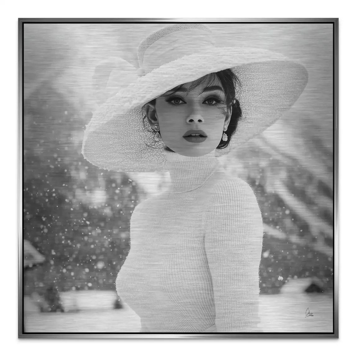 Audrey Hepburn Aspen Portrait Alu Gebürstet Bild