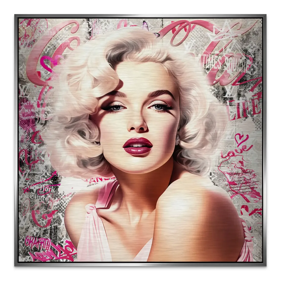 Marilyn Glam in Pink Alu Gebürstet Bild INGALERIE