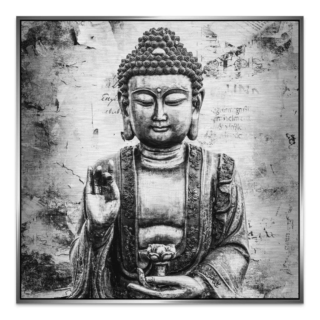 Buddha Abstrakt Black & White Alu Gebürstet Bild INGALERIE