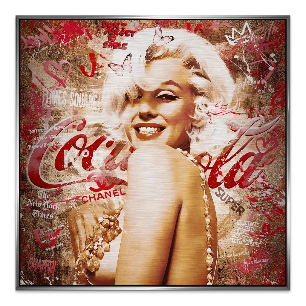 Marilyn Monroe Graffiti Retro Style Alu Gebürstet Bild INGALERIE