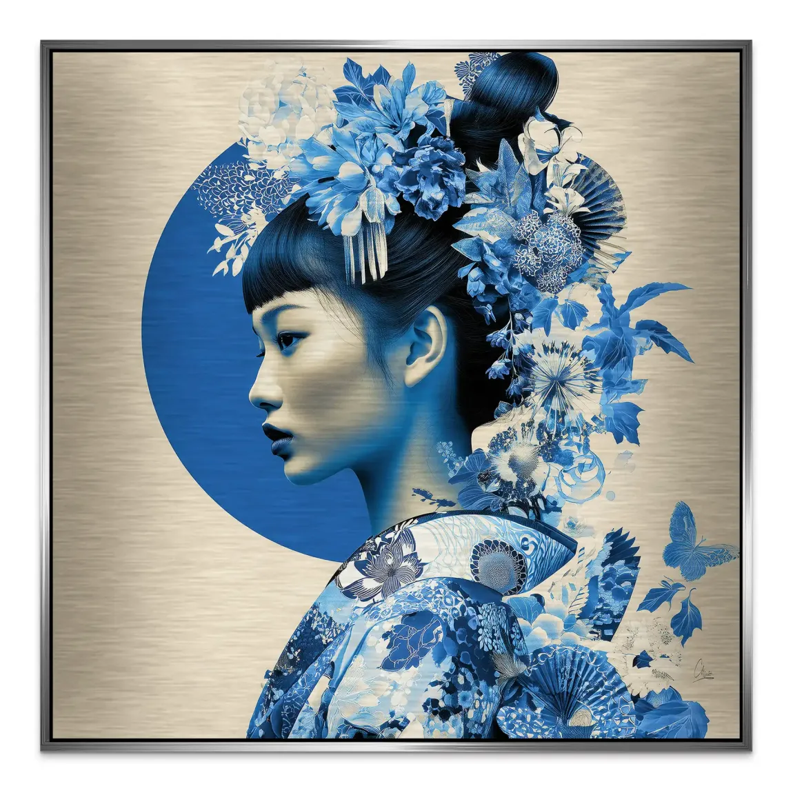 Blue Lotus Geisha Alu Gebürstet Bild
