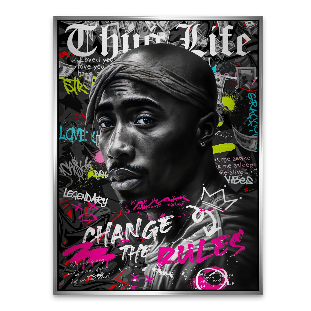 Pop Art Tupac Rules Aludibond Gebürstet INGALERIE