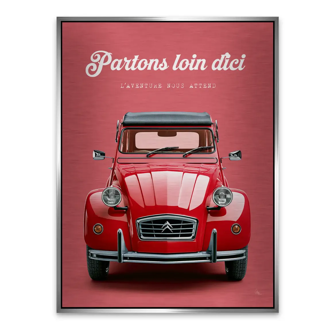 Citroen 2CV Rouge Aluminiumbild gebürstet