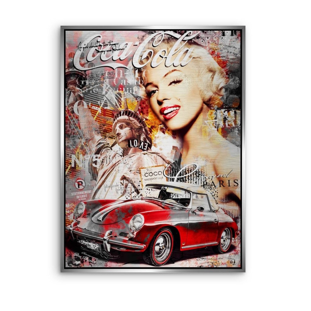 Marilyn Monroe Porsche Pop Art Aludibond Brush Bild INGALERIE