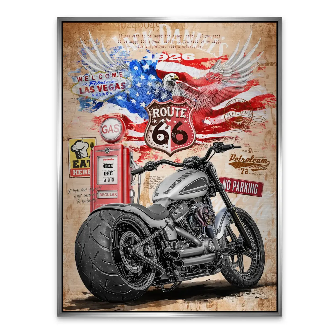 Harley Route 66 Alu Gebürstet Bild