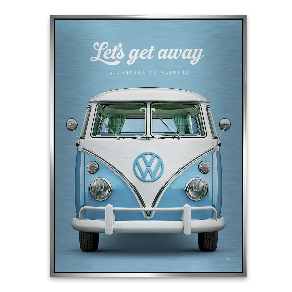 Blue VW Bulli Aluminiumbild gebürstet