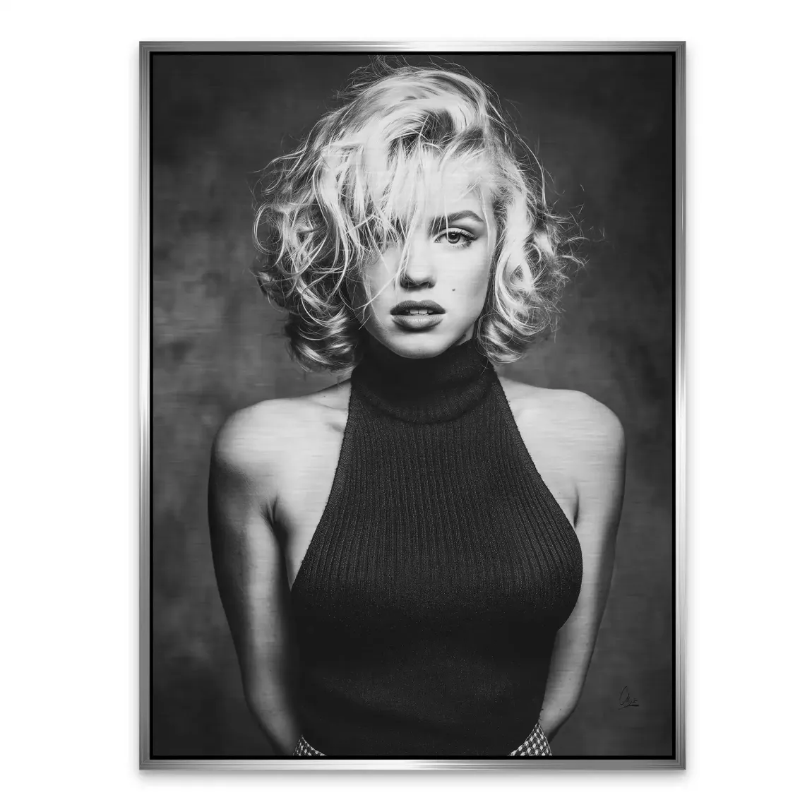 Marilyn Black and White Style Alu Gebürstet Bild