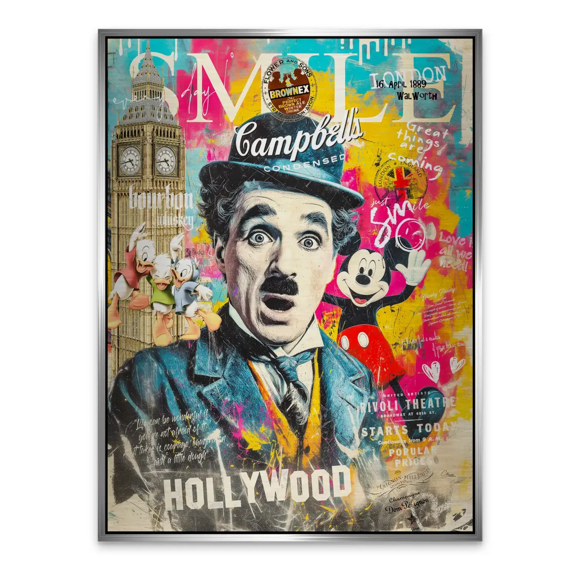 Smile Charlie & Micky Pop Art Aludibond Gebürstet INGALERIE