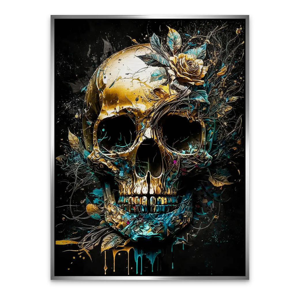 Totenkopf Gold Style Alu Dibond Gebürstet INGALERIE