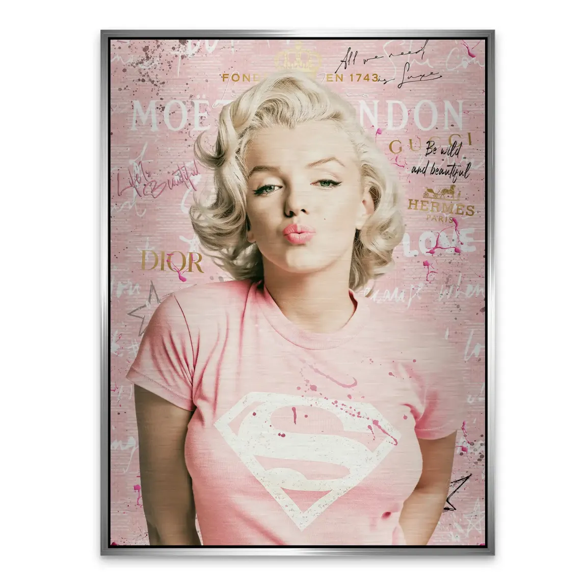Marilyn Monroe Superman Aluminiumbild gebürstet