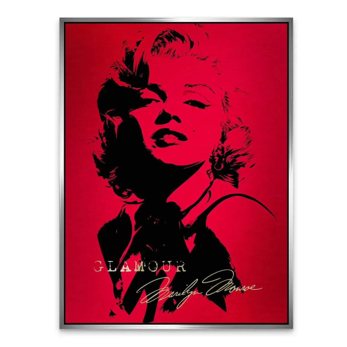 Marilyn Red Glamour Alu Gebürstet Bild