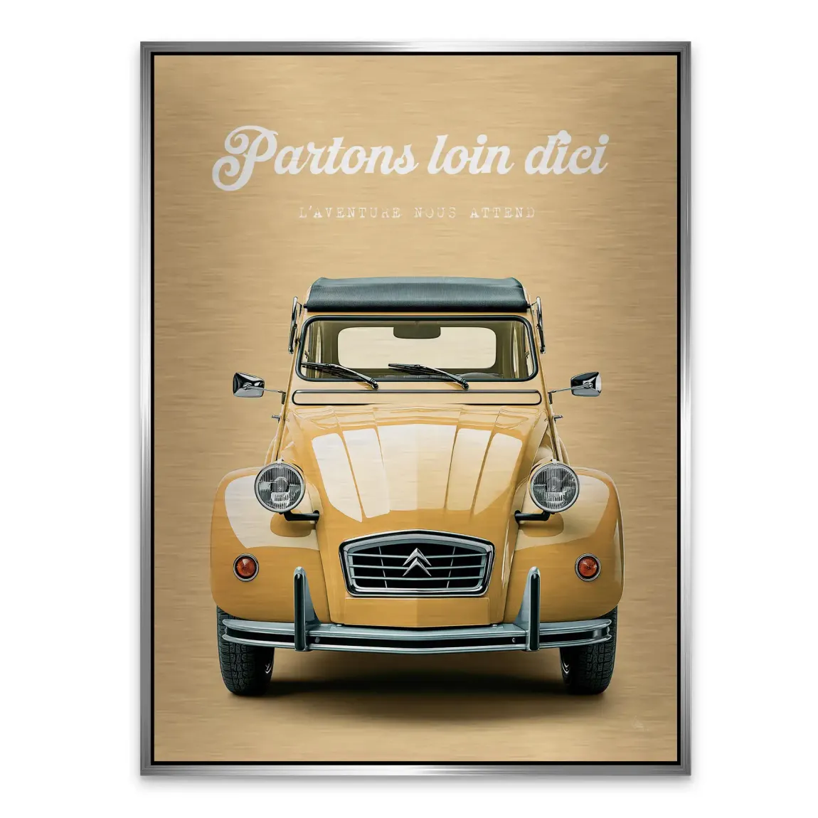 Citroen 2CV Voyage Aluminiumbild gebürstet