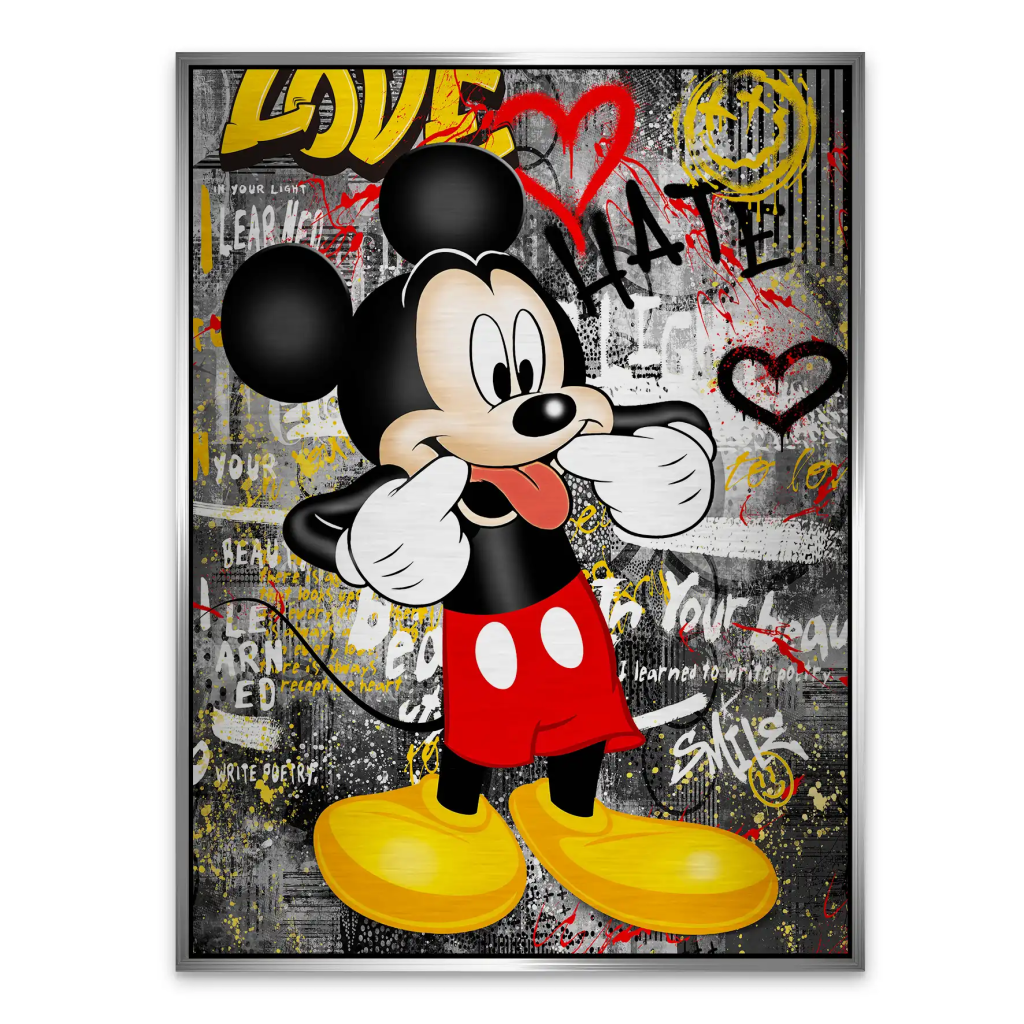 Micky Love and Hate Pop Art Alu Gebürstet INGALERIE