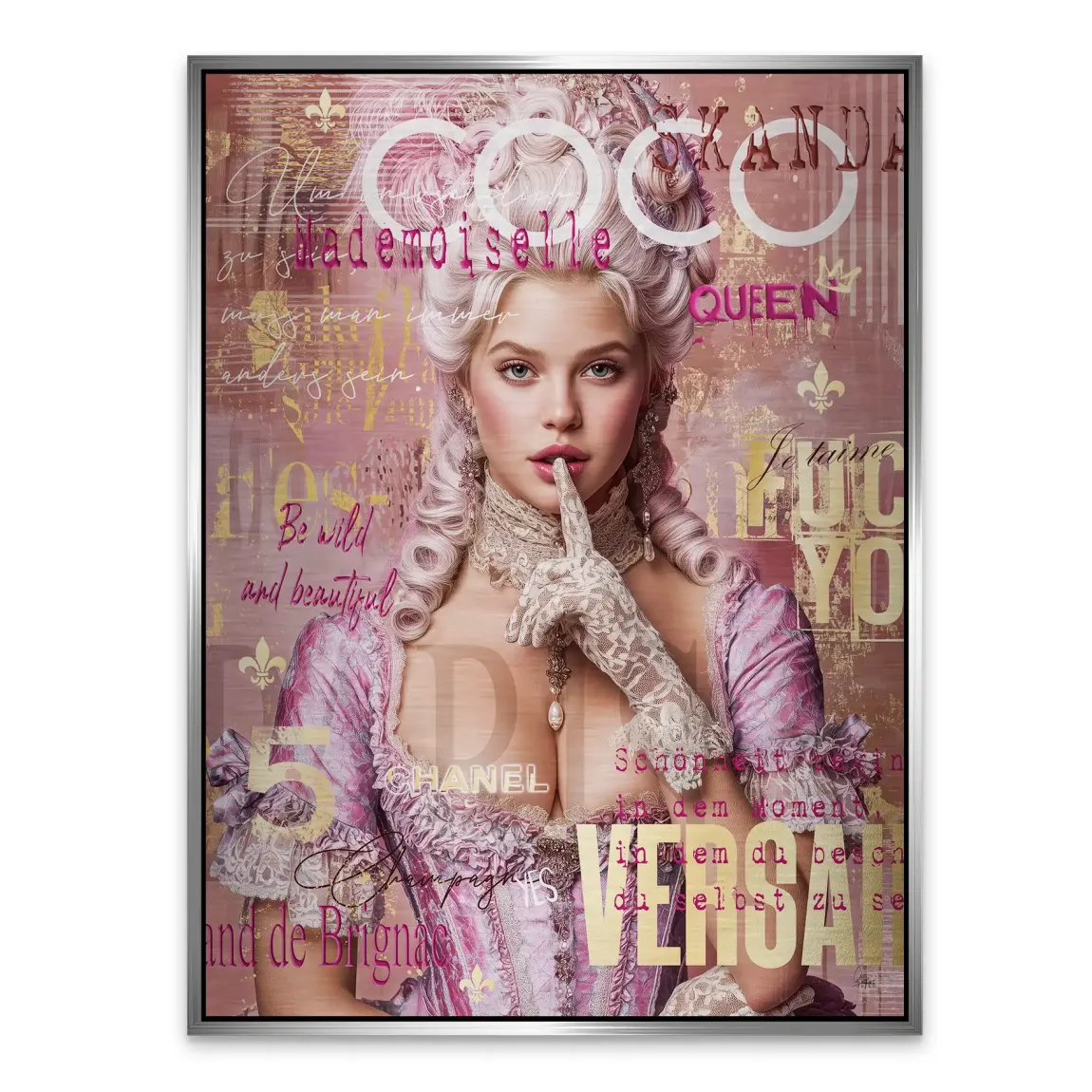 Marie Antoinette Popart Alu Gebürstet Bild