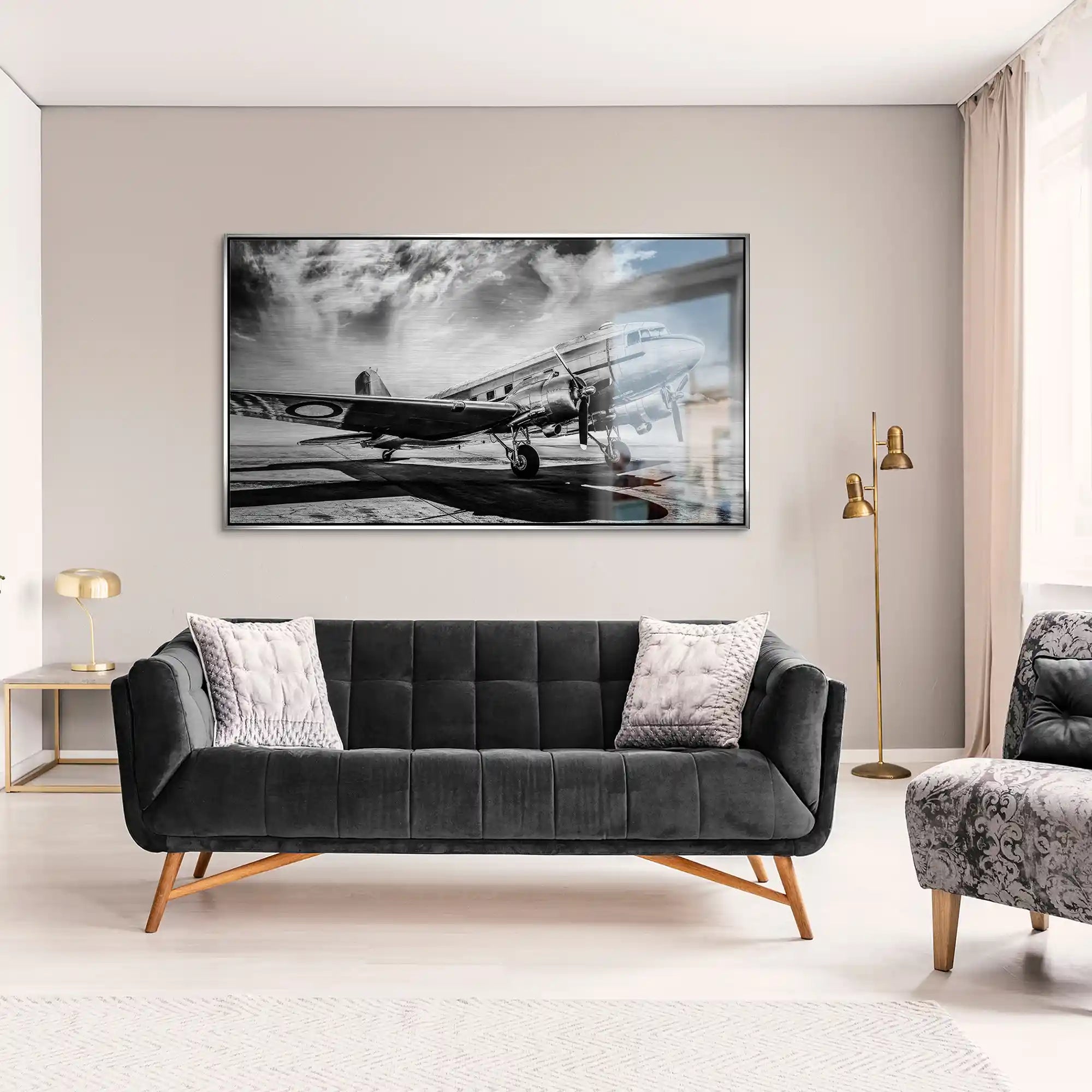 DC3 Vintage Flugzeug Alu Gebürstet INGALERIE