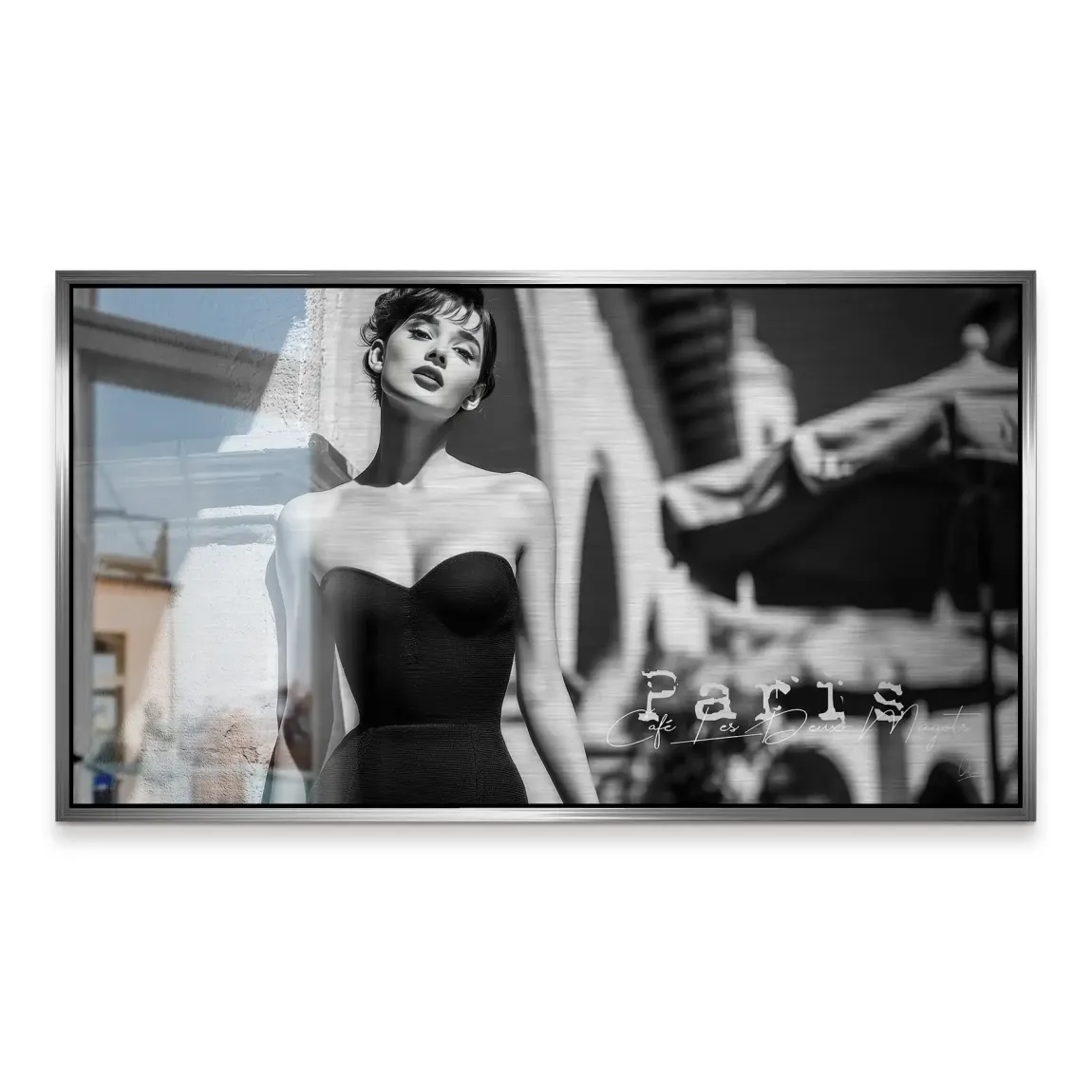 Audrey Hepburn Paris Cafe Alu Gebürstet