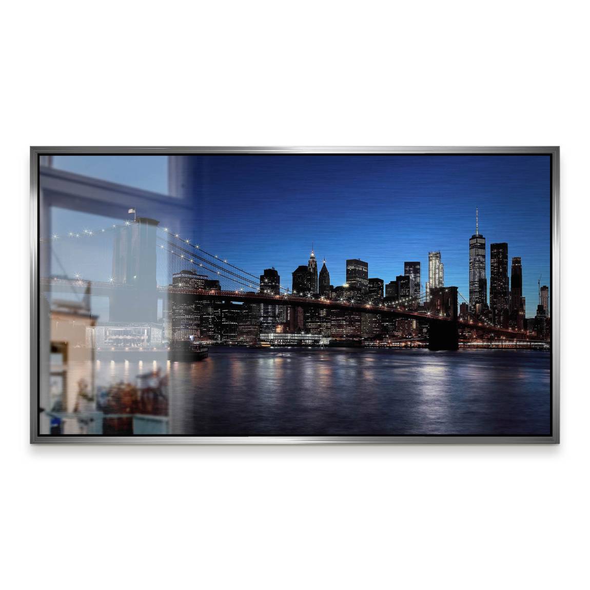 Manhatten bei Nacht Aluminiumbild gebürstet