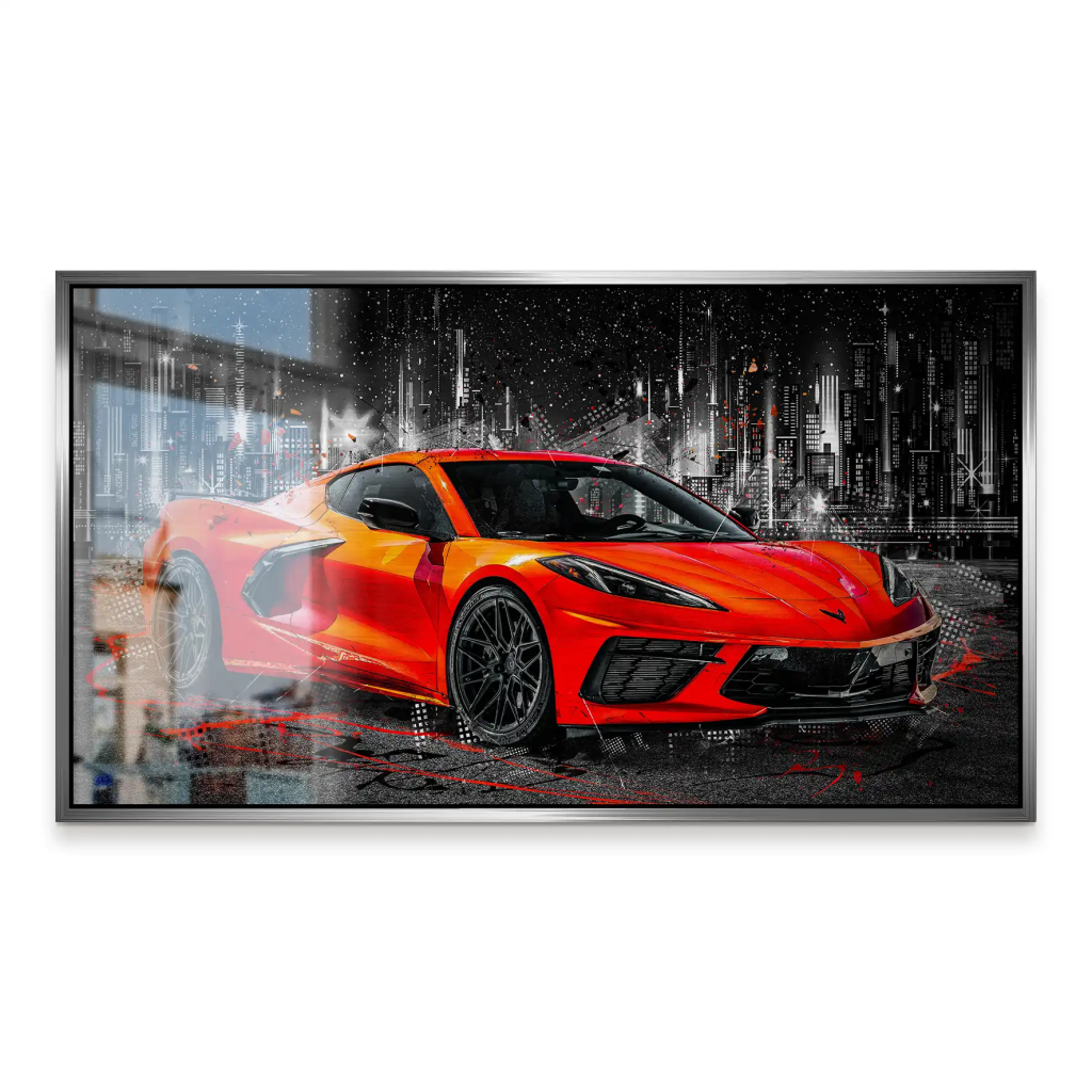 Corvette C8 Abstrakt Rot Alu Gebürstet INGALERIE