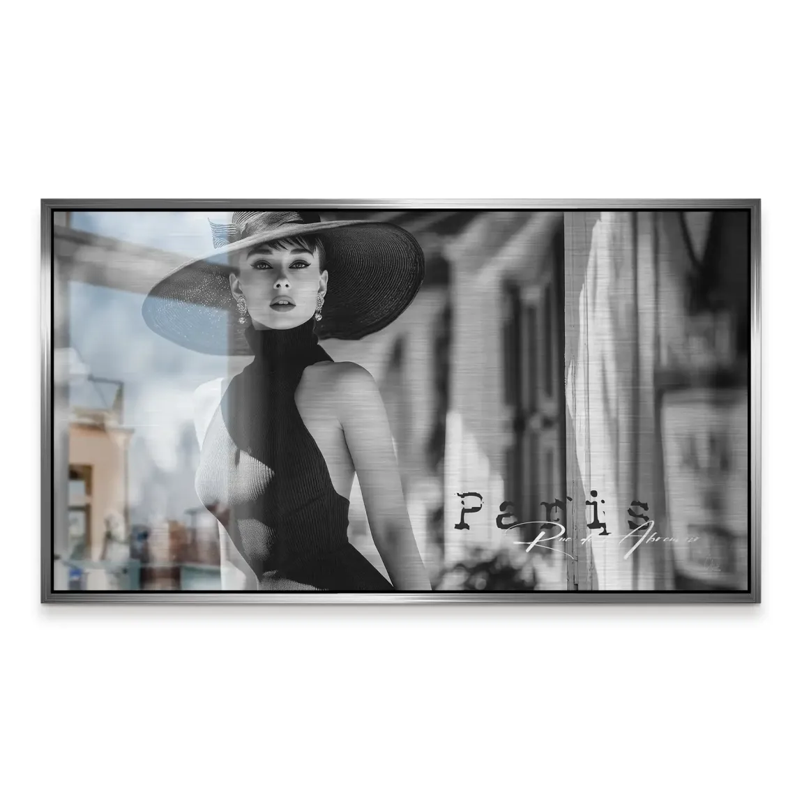 Audrey Hepburn Paris City Life Alu Gebürstet