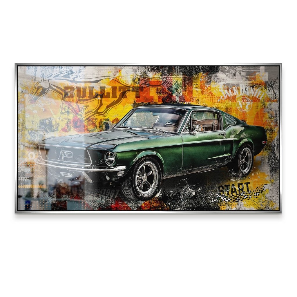 Ford Mustang Bullitt Pop Art Alu Gebürstet INGALERIE