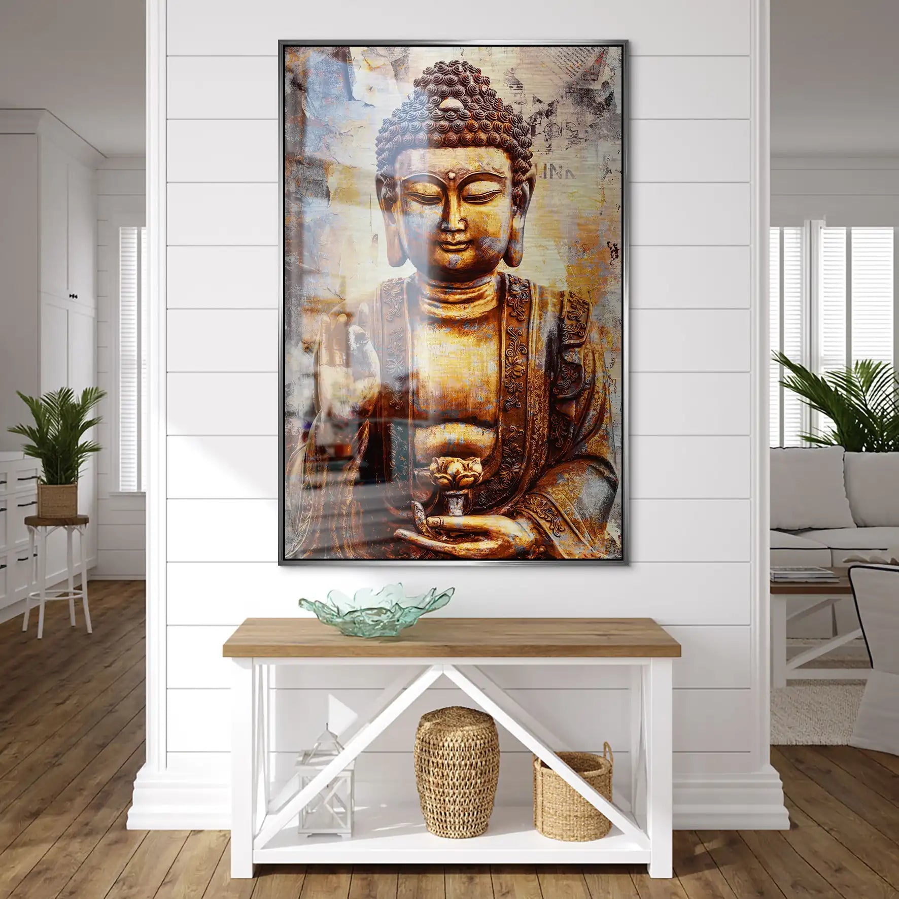 Buddha Retro Style AluDibond Gebürstet INGALERIE