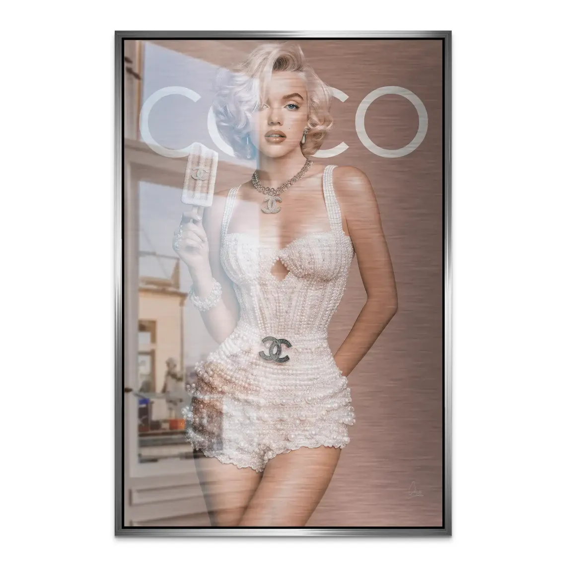 Marilyn Monroe Ice Pearl Alu Dibond Bild gebürstet