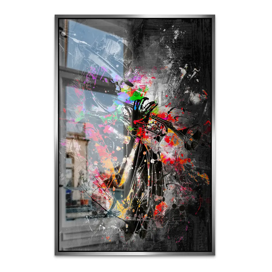 Color Jazz Trompete Alu Dibond Bild gebürstet